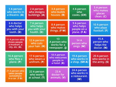 JOBS – ENGLISH FILE ELEMENTARY – DEFINITIONS