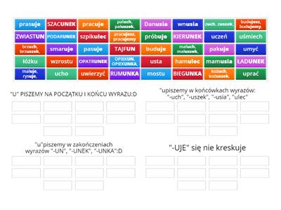 Powtarzamy zasady pisowni z "u":D