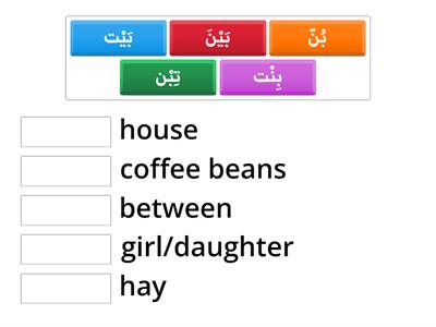  Exercise 8: Match Arabic words with the English words.