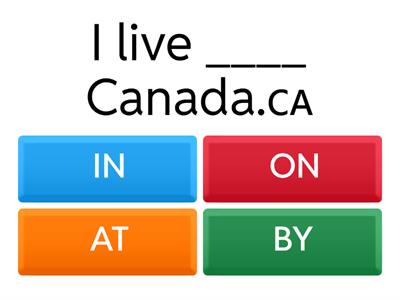 PREPOSITIONS OF PLACE ON, IN AND AT