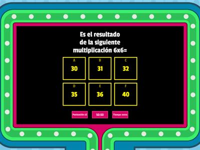 Tablas de multiplicar del 6