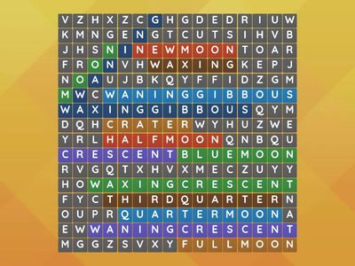 Phases of the moon wordsearch