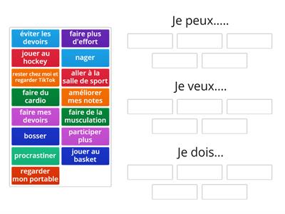 Je peux / Je veux / Je dois