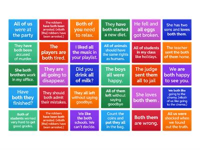 all, both, all of the, both of the, they both ... 