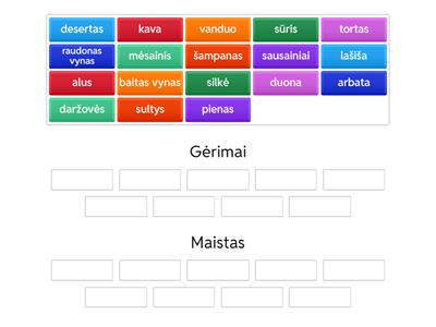 Priėmimas 1 sort words into proper categories