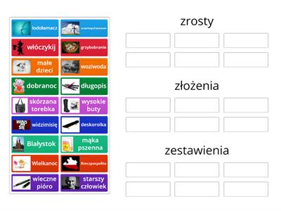 złożenia, zrosty, zestawienia