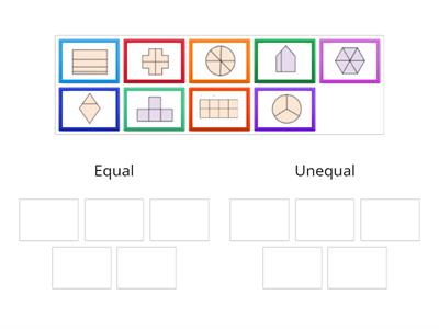 Is the shape broken into equal or unequal parts?