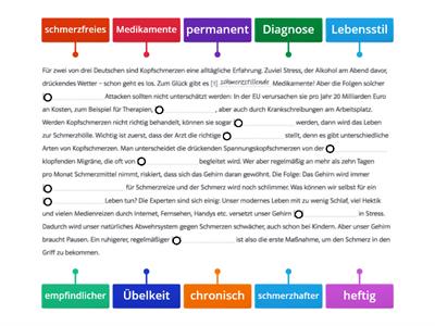 Wortschatz: Gesundheit und Krankheit - RB