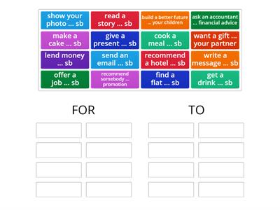 Verbs with for / to