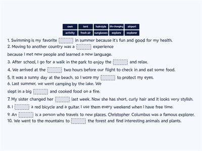 Complete the sentences