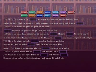 A2.2 - L15 - Tipps für den ersten Arbeitstag (Lückentext)