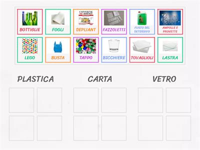 COLLEGA LE FIGURE AL LORO MATERIALE. 