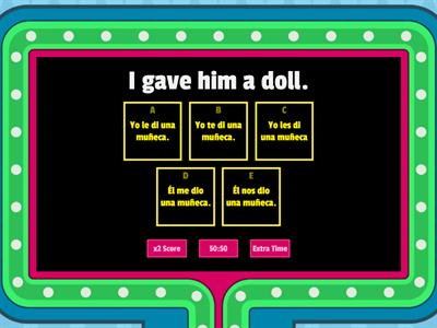 Gameshow Quiz Indirect Object pronouns