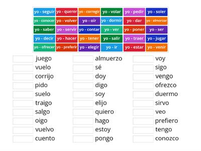 Conjuga los verbos irregulares