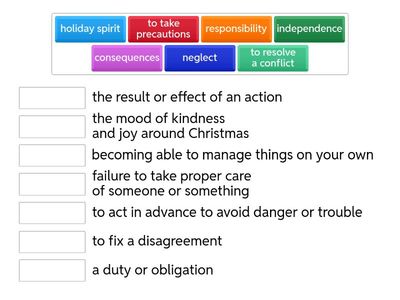 Home Alone - Match the keywords with the definitions.
