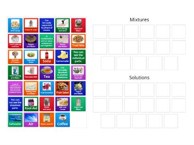 Mixtures and Solutions Sort