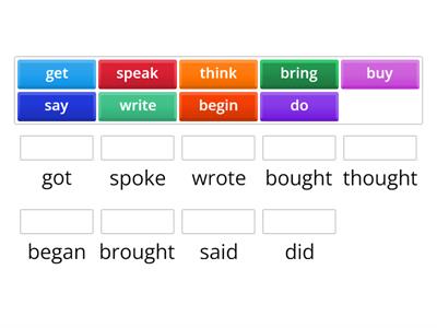 Irregular verbs- match present tense to past tense