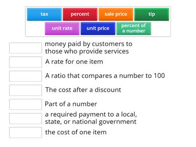 Ratio and Rates Vocabulary