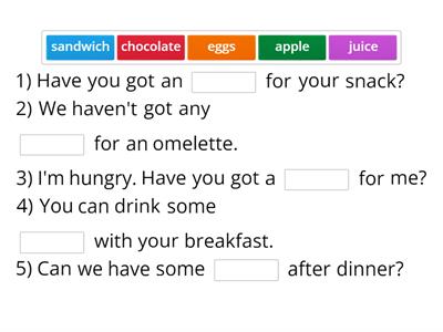 Own it 1 (Unit 4 - Food) some/any/a/an 