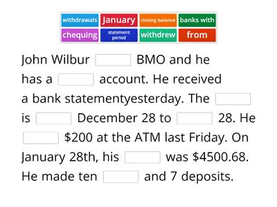 Banking Statements and Grammar Cloze