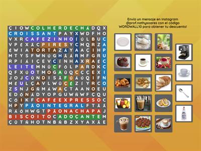 Exercício de Vocabulário de cafeteria em português - Níveis A1/A2 - Português com @prof.nathysoares