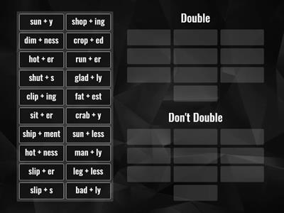 vc Doubling Rule with suffixes: er, est, y, ly, ness, less 20