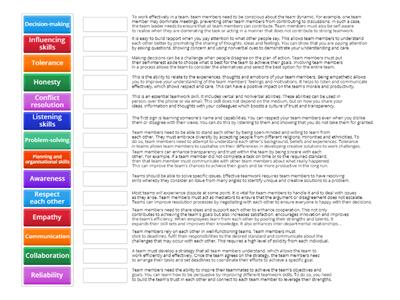 Types of teamwork skills