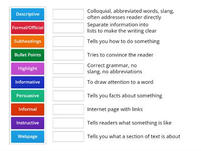 Reading Different Text Features