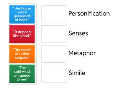 Metaphor, simile, personification, senses.