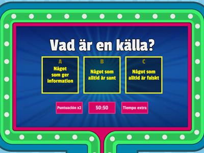 Gameshow quiz om källkritik