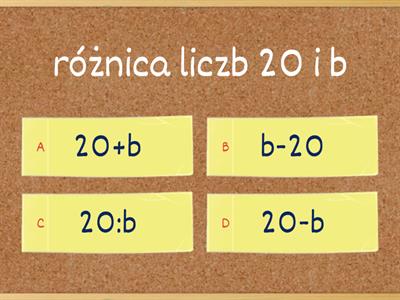 Zapisywanie wyrażeń algebraicznych.