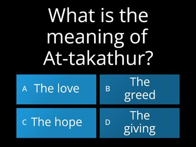 Surah At-Takathur Quiz