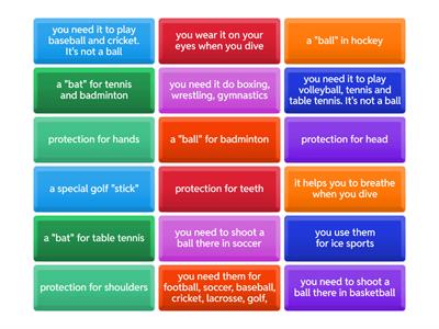 Sports equipment, gear