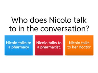 Nicolo's Conversation Comprehension Questions