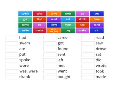 Irregular verbs - English for life