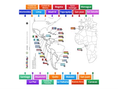 Just the Capitals(Spanish Speaking Countries Map)