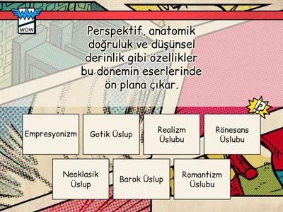 7. Sınıf Görsel Sanatlar Dersi G.7.2.1.Sanat eserlerindeki üsluplar konusu eşleştirme etkinliği.