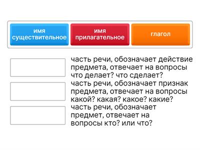 части речи 1 класс