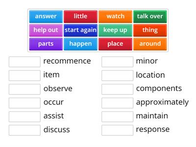 Informal/formal vocabulary