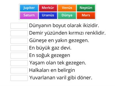 6 sınıf Gezegenler.