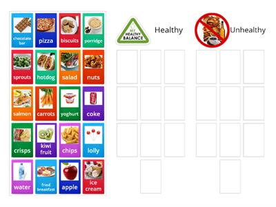 Healthy and unhealthy foods