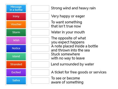 Desert Island Story Glossary