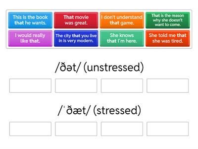 Pronunciation exercise for that