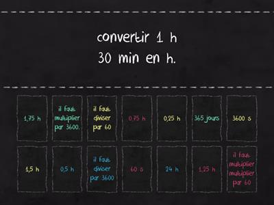 Manipuler des temps (trouver la correspondance)