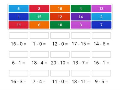 Math Facts Subtraction to 20