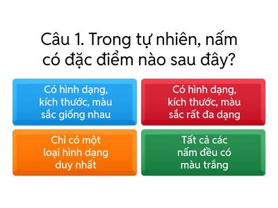 BÀI TẬP VỀ ĐẶC ĐIỂM CỦA NẤM