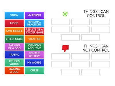 IN - OUT CIRCLE - WHAT I CAN /  CAN'T CONTROL