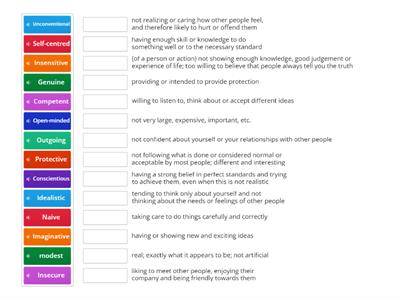 Match the words with the definitions