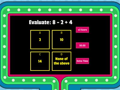 Order of Operations:  Part 1