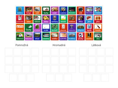 Podstatná jména pomnožná, hromadná, látková